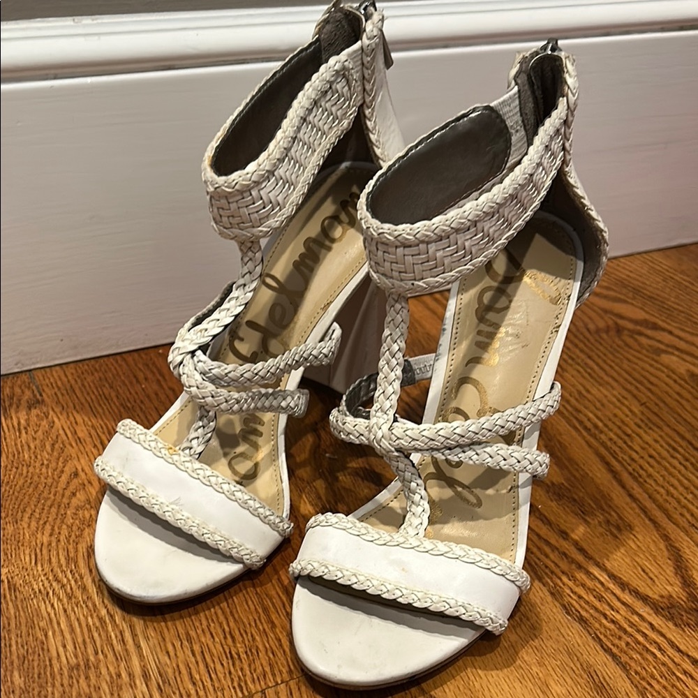 Sam Edelman White Stiletto Heels with Strappy Design